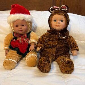 (2) Sugar Loaf Christmas Gingerbread Kostume Plushies